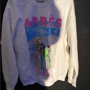Barbie Après Ski White Sweatshirt with Pink and Blue Graphic
